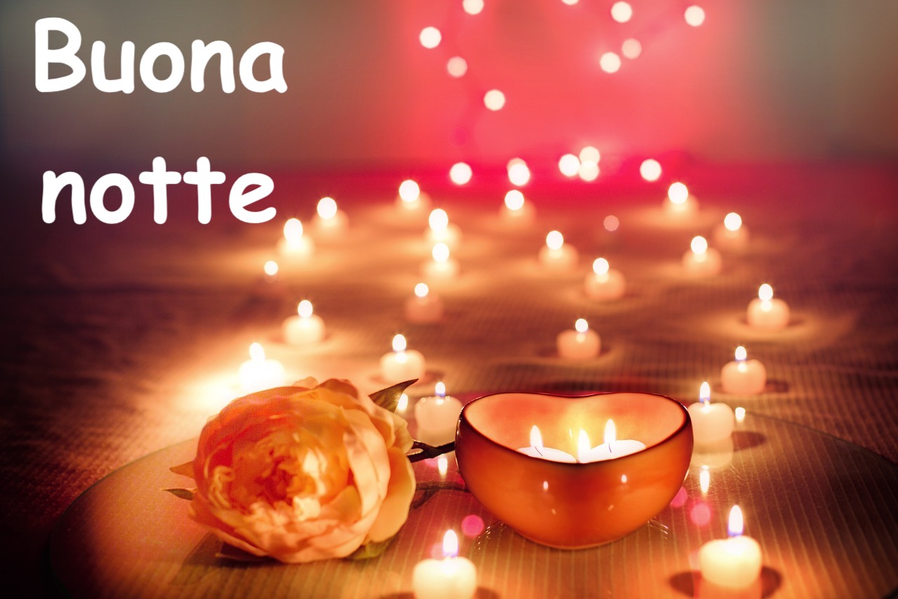  una rosa arancione accanto ad una candela a forma di cuore circondata da candeline che creano una atmosfera romantica